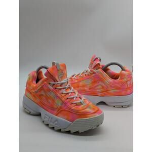 Fila Platform Disruptor Tie-Dye Sneaker 90's Women's Size 9 Chunky Pink Orange!